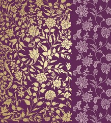 wedding card design, traditional paisley floral pattern , royal India	