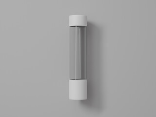 Plastic tube packaging mockup, empty tall transparent plastic tube, cylindrical paper tube with clear window container, cylinder tube storage, front view of tall round gift box isolated on background