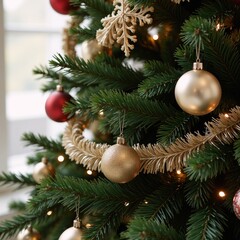 Fototapeta premium Watercolor depiction of a festive Christmas tree