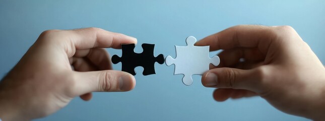 The act of teamwork visualized through hands holding a puzzle piece.