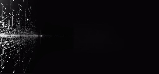 Abstract futuristic background. Texture of modern digital printed circuit board with copy space for text. Concept of innovation and future technologies - generative AI