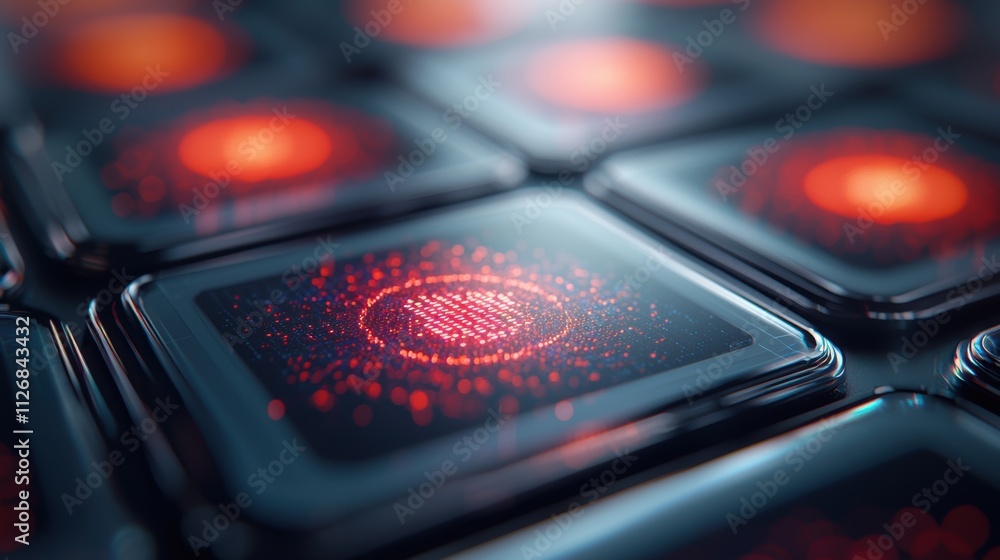 Poster holographic digital screens displaying real-time transactions in a futuristic environment