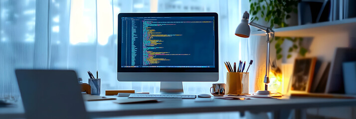 minimalistic workspace for programming with a clear code editor and necessary tools.Generative AI