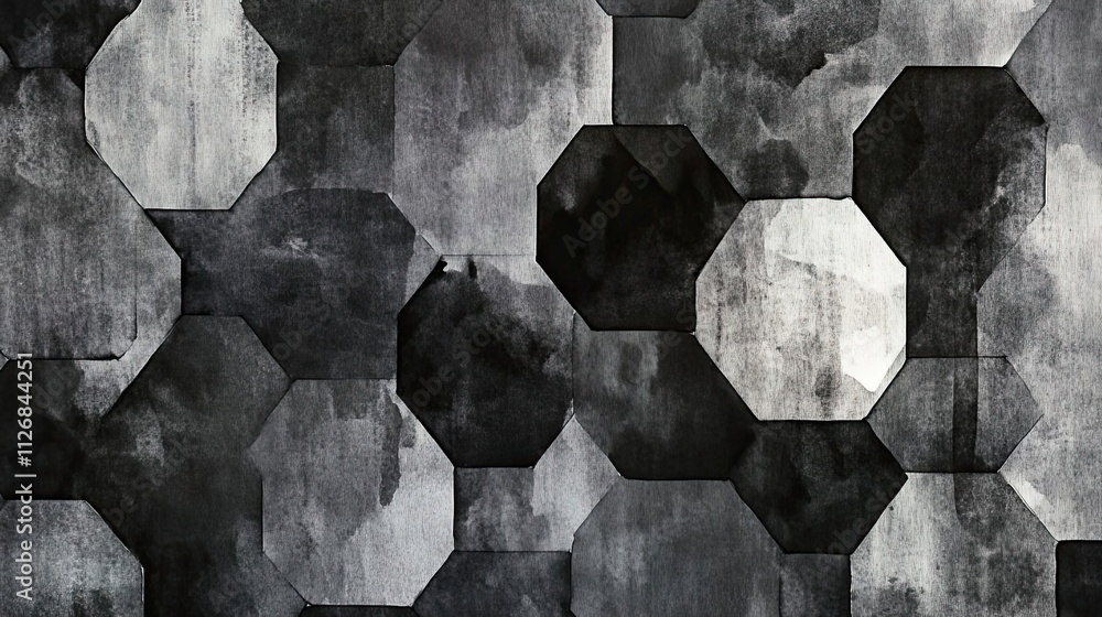 Poster abstract octagonal shapes watercolor pattern design
