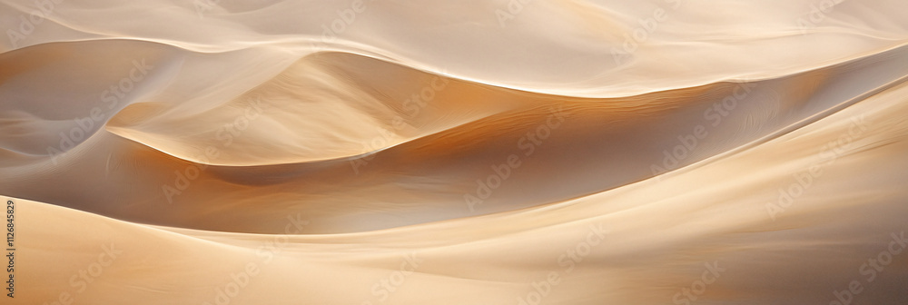 Poster abstract sand dune patterns, with sharp, angular shadows contrasting against smooth, wind-blown curv