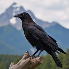 The subject is a raven from Canada