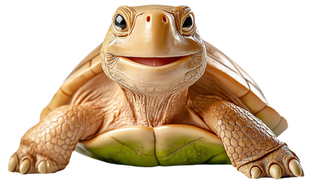 Realistic smiling turtle toy with detailed texture