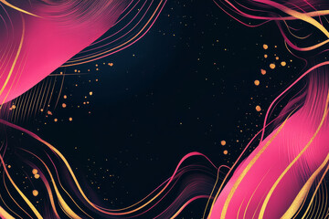 Fototapeta premium A high-energy neon background with radiant pink and gold spirals blending into a dark black gradient.