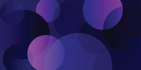 Glowing blue and bubble purple colors shiny overlapping circles composition on dark background, magic style light effects abstract design template