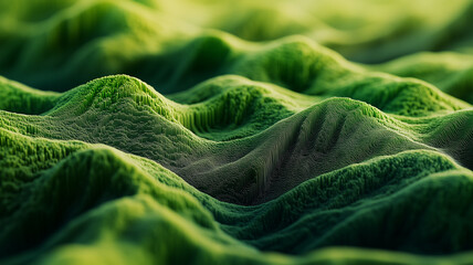 Abstract Green Terrain.  Concept of alien landscape, nature, and texture.