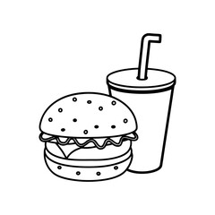 hand drawn illustration of a fast food