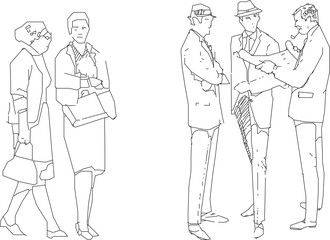 Vector sketch illustration silhouette design image of two people having a discussion in the office.eps