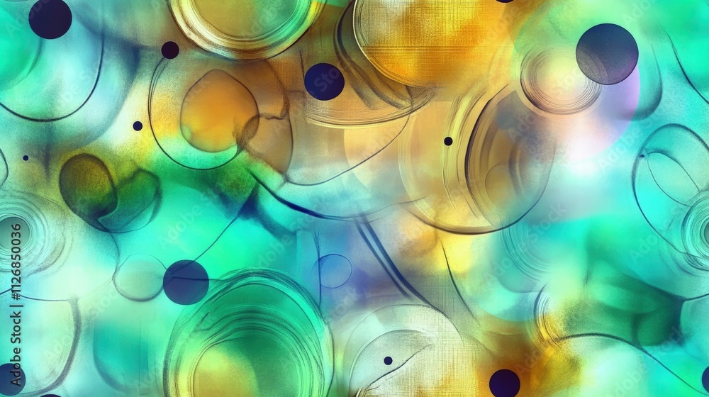 Poster colorful abstract circle patterns with fluid dynamics and vibrant shades