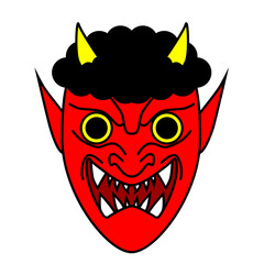 シンプルな鬼のお面イラスト（赤）