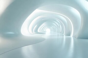 Obraz premium A sleek futuristic corridor with glowing panels and light strips, combining minimalism and ultramodern aesthetics for a sci-fi vibe.
