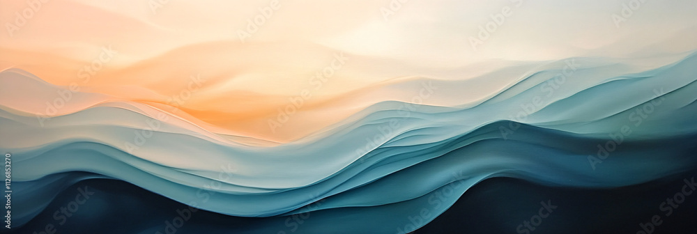 Poster abstract waves of soft gradients, flowing gently across the canvas with a calming, zen-like feeling.