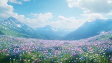 Obraz premium Mountain Meadow Wildflower Bloom Scenic Landscape