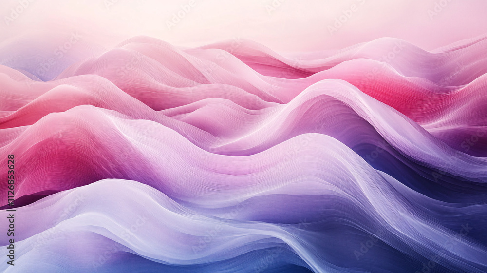 Poster abstract waves of soft gradients, flowing gently across the canvas with a calming, zen-like feeling.