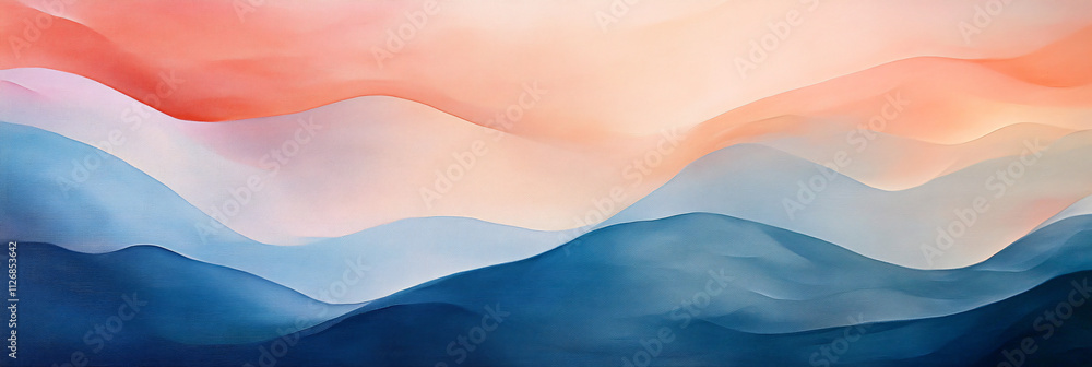 Poster abstract waves of soft gradients, flowing gently across the canvas with a calming, zen-like feeling.