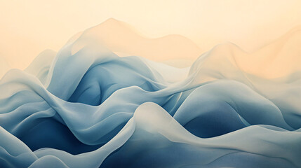 Obraz premium Abstract waves of soft gradients, flowing gently across the canvas with a calming, zen-like feeling. 