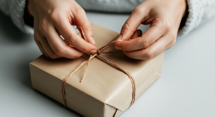 Wrapping handmade gift in eco-friendly paper