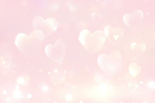 PNG Pink pastel background with hearts and bokeh lights pink sparkling romantic.