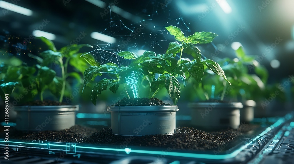 Poster automated greenhouse with interconnected sensors and holographic data streams for efficient sustaina