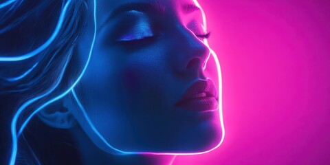 Radiant neon waves in blue and pink, blending softly with a dreamy gradient glow.