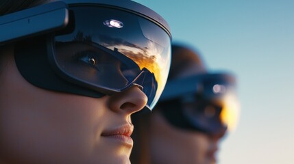 Diverse Team Brainstorming Remotely with AR Technology and Headsets for Creative Collaboration