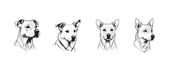 Minimalist Dog Portrait Sketches in Black and White