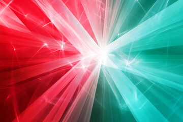 An abstract digital background featuring sharp, geometric light beams in red and teal, evoking an energetic ambiance.