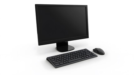 Fototapeta premium Black Desktop Computer Setup With Keyboard and Mouse