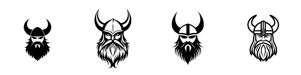 Obraz premium A simple black-and-white logo of a Norse god’s face, set against a white background.