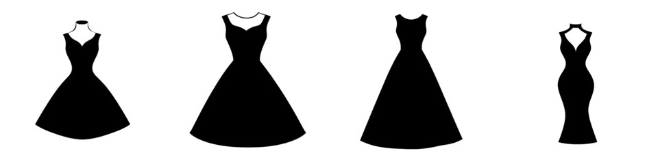 Silhouette of a woman in a wedding dress. A simple and elegant fashion dress for women. Modern illustration.