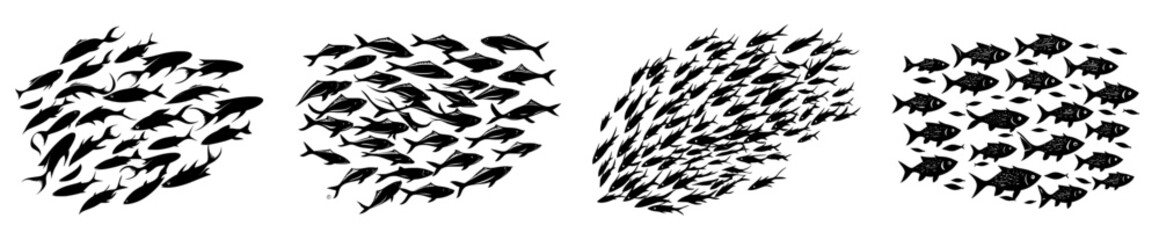 Outline of a leaping school of fish. Design for a logo template.