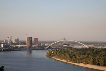 Naklejka premium Beautiful view of the Podil district and Dnipro river in Kyiv, Ukraine