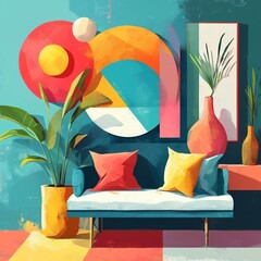 Abstract Room Inspired by Modern Art and Vibrancy