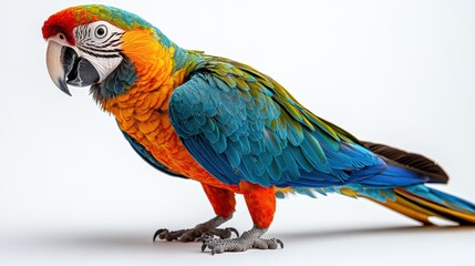 Fototapeta premium a colorful parrot standing on a white background