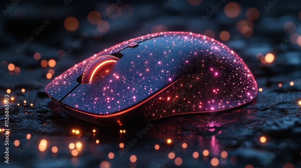 Poster a computer mouse with a design on it