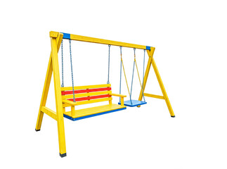 Vibrant Wooden Swing Set for Kids in Bright Colors