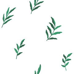 Trendy pattern with branch of green palm leaves. Vector flat illustration.