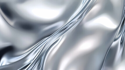 Fototapeta premium An abstract background depicting liquid metal with a chrome finish, showing a silver gradient and iridescent hues that create a modern and sleek visual texture. Opalescent. Illustration