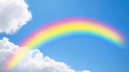 Naklejka premium A fantasy castle floating in the sky, surrounded by clouds and rainbows