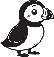 A cute kawaii puffin silhouette vector and illustration design.