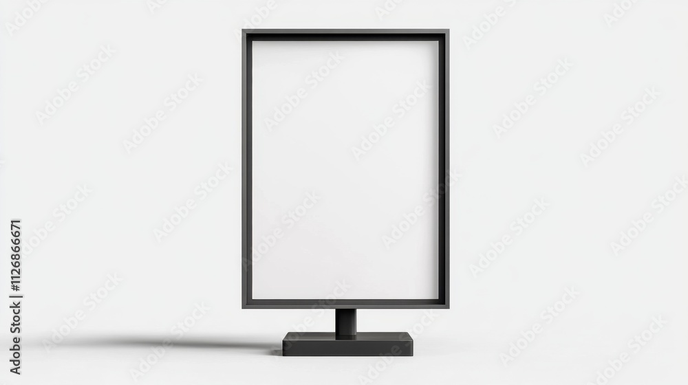 Poster a minimalistic black frame stand with a blank surface, ideal for displaying posters or advertisement