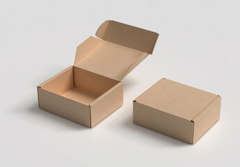 empty Brown Paper mailing box Cardboard box isolated on white background
