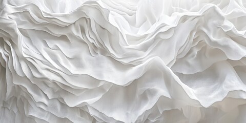 Obraz premium Aerial view of layered white fabric folds creating abstract patterns.
