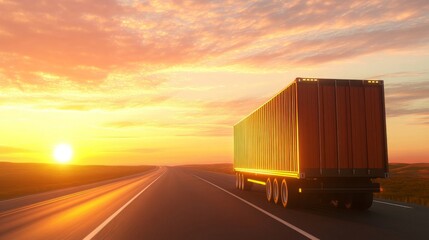 Obraz premium Sunset Highway Cargo Truck Global Logistics Transportation