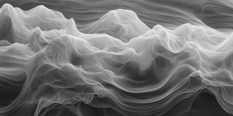 Obraz premium Flowing abstract waves of gray and white, simulating liquid movement.