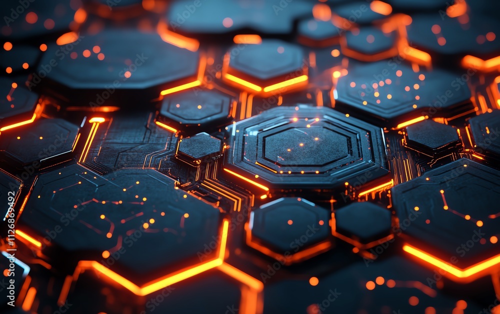 Poster futuristic hexagonal 3d design